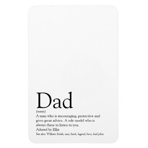 Dad Daddy Father Definition Black and White Magnet