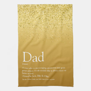 Dad, Daddy, Father Definition Gold Glitter Kitchen Towel