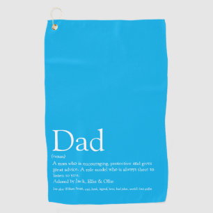 Dad, Daddy, Father Definition Modern Sky Blue Golf Towel