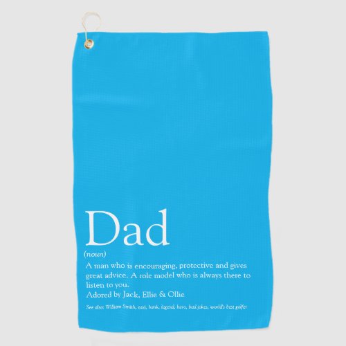 Dad Daddy Father Definition Modern Sky Blue Golf Towel