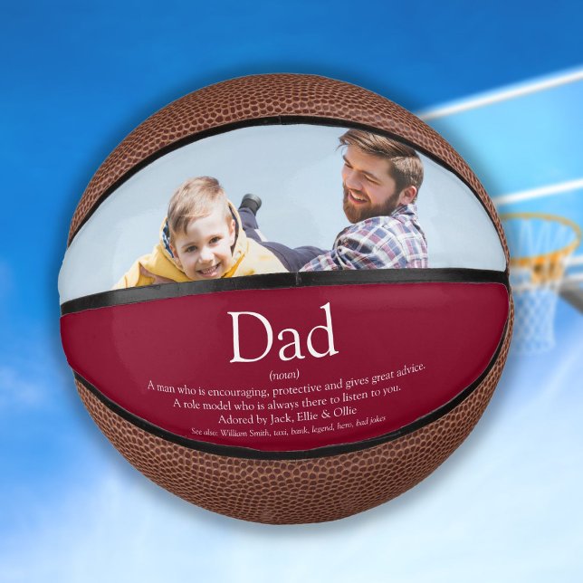 Dad Daddy Father Definition Photo Fun Burgundy Mini Basketball (Creator Uploaded)