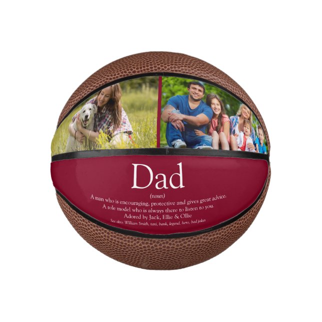 Dad Daddy Father Definition Photos Fun Burgundy Mini Basketball (Front)