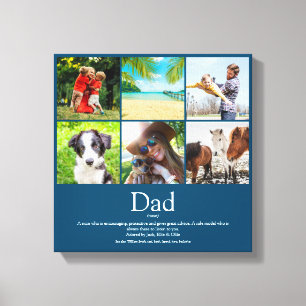 Dad Daddy Father Papa Definition 6 Photo Blue Canvas Print
