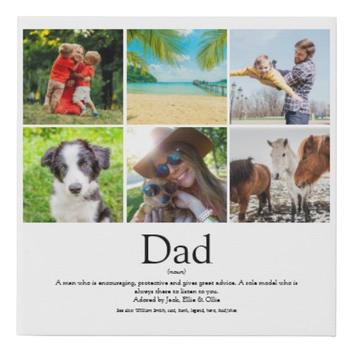 Dad Daddy Father Papa Definition 6 Photo Fun Faux Canvas Print