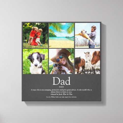 Dad Daddy Father Papa Definition 6 Photo Gray Canvas Print