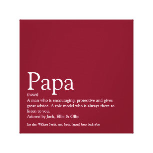 Dad Daddy Father Papa Definition Fun Burgundy Canvas Print