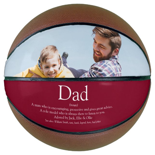 Dad Daddy Father Papa Definition Photo Burgundy Basketball (Front)