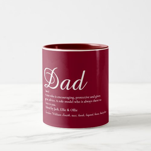 Dad Daddy Father Papa Definition Script Burgundy Two_Tone Coffee Mug