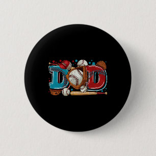 Dad Daddy Vintage Fathers Day Ball Softball T-ball Button