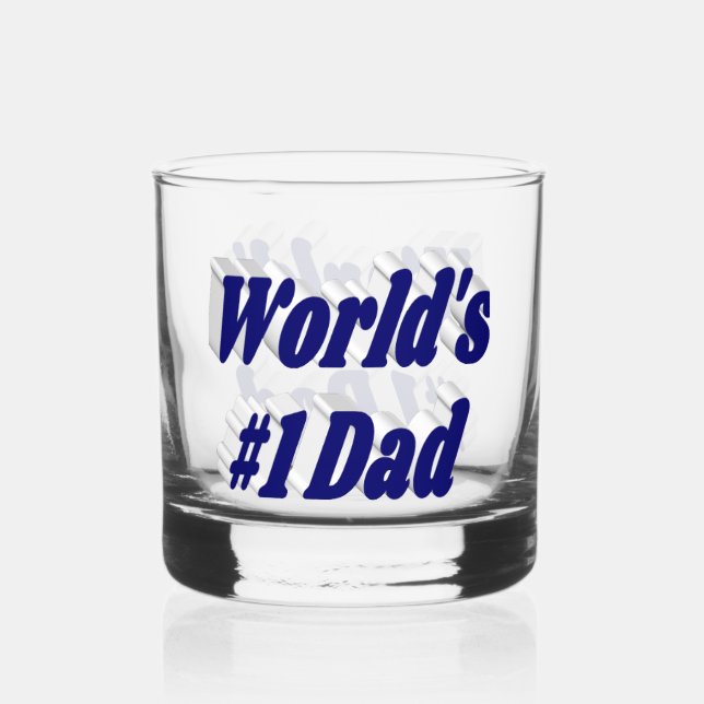 Dad dark blue half text  whiskey glass (Front)