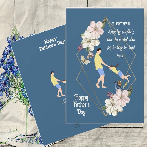Dad Daughter Bonding Happy Fathers Day Quote Flora Holiday Card
