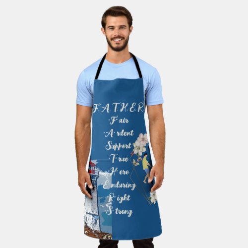 Dad Daughter Bonding Lighthouse Fathers Day Quote Apron