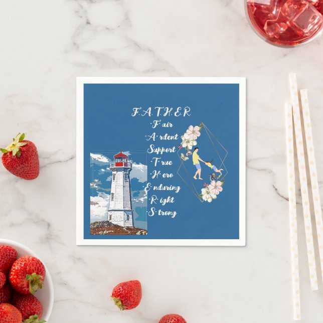 Dad Daughter Bonding Lighthouse Father's Day Quote Napkins (Insitu)
