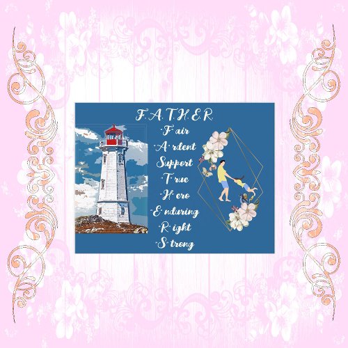 Dad Daughter Bonding Lighthouse Fathers Day Quote Postcard