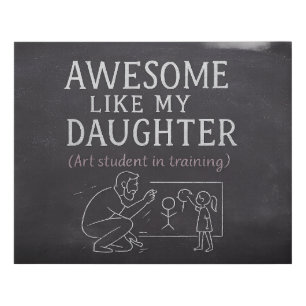 Dad & Daughter Chalk Art Personalized Keepsake Faux Canvas Print