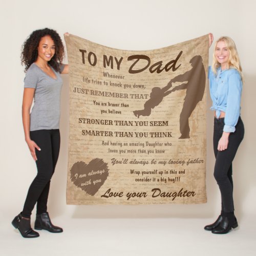 Dad Daughter Father Day Christmas Vintage Fleece Blanket