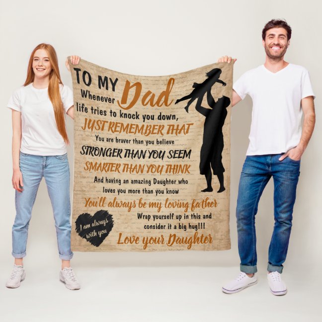Dad Daughter Father Day Retro Fleece Blanket