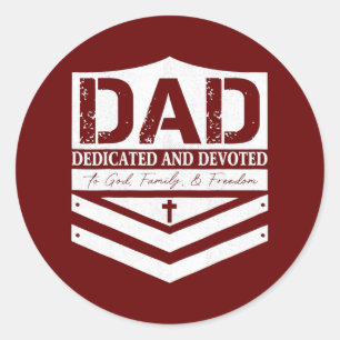 Dad Dedicated And Devoted Happy Father's Day Classic Round Sticker