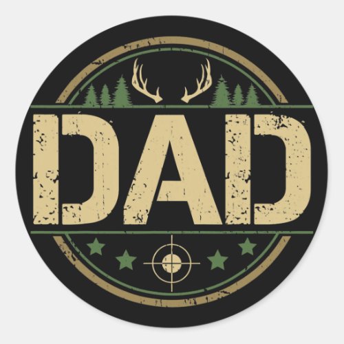 Dad Deer Hunter Bow Hunting Animal Shooting Classic Round Sticker