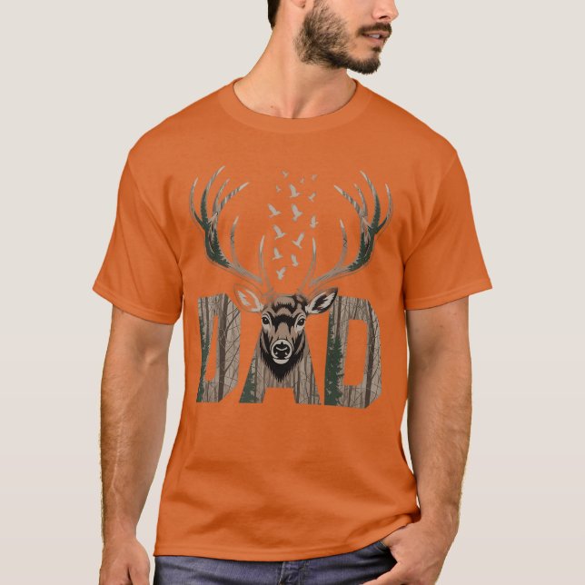 Dad Deer Hunting Camo Father Hunters Buck Camoue N T-Shirt (Front)