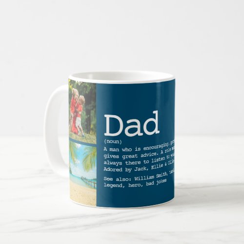 Dad Definition 4 Photo Collage Fathers Day Blue Coffee Mug