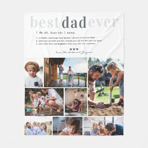 Dad Definition  8 Photo Personalized  Fleece Blanket