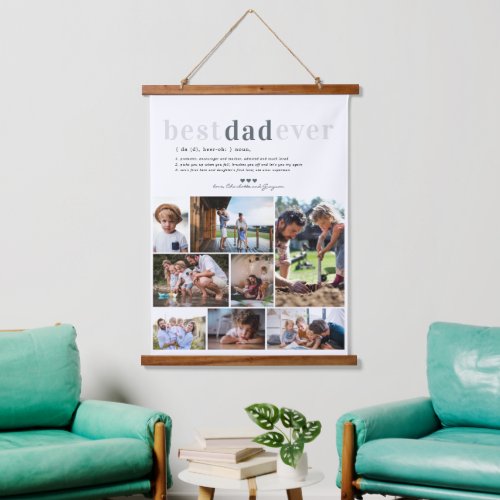 Dad Definition  8 Photo Personalized Hanging Tapestry
