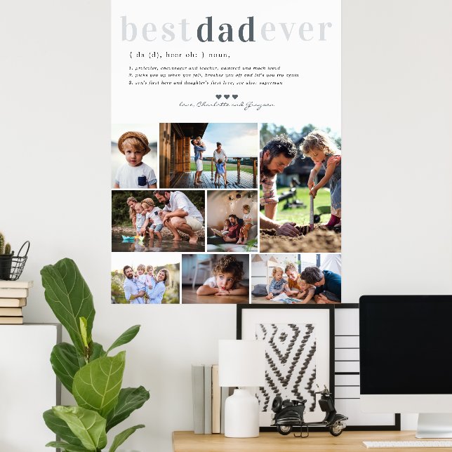 Dad Definition | 8 Photo Personalized Poster (Home Office)