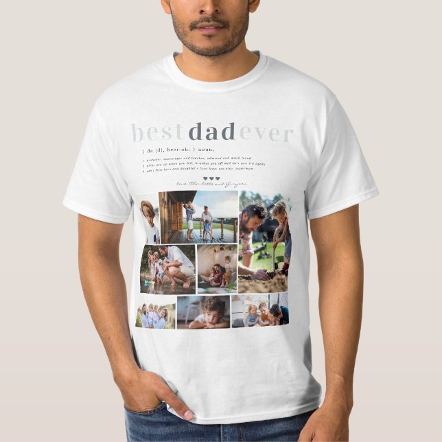 Dad Definition | 8 Photo Personalized  T-Shirt (Front)