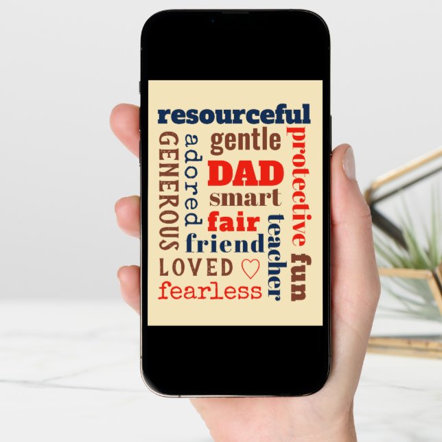 Dad Definition Best Traits Word Cloud Typography Card (Front Digital)