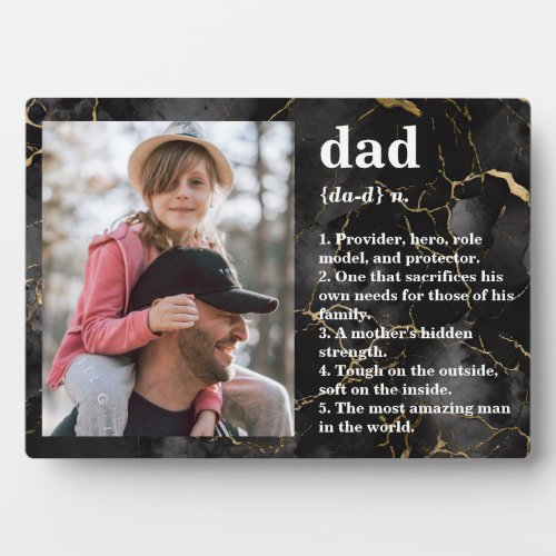 Dad Definition Black Gold Marble Plaque