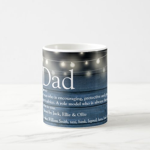 Dad Definition Blue Rustic Wood String Lights Coffee Mug