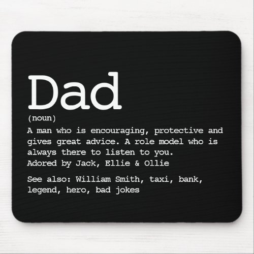 Dad Definition Fathers Day Black And White Mouse Pad
