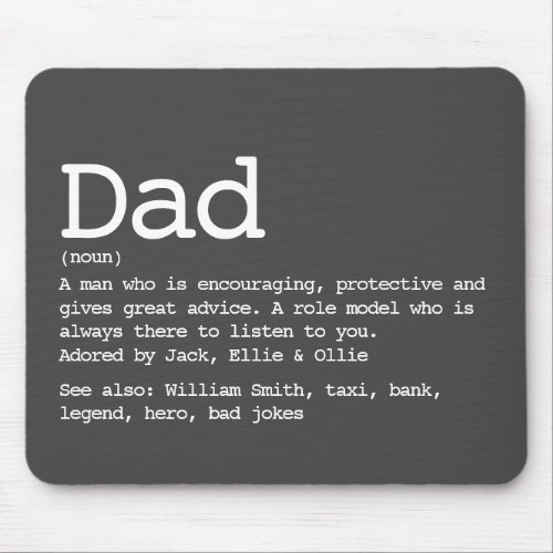 Dad Definition Fathers Day Modern Gray  Mouse Pad