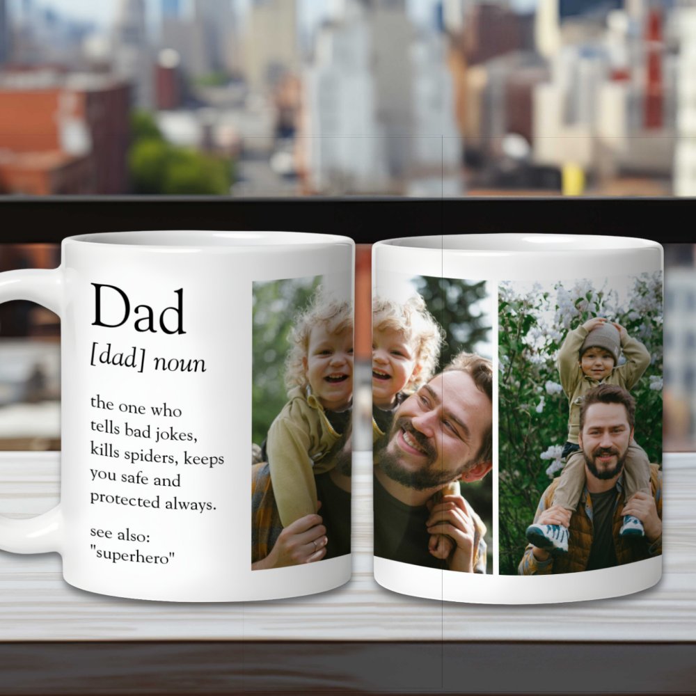 Discover Dad Definition Funny & Heartfelt Custom Family Photo Coffee Mug