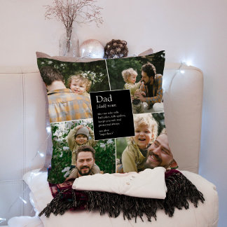 Dad Definition Funny & Heartfelt Family Photo Throw Pillow