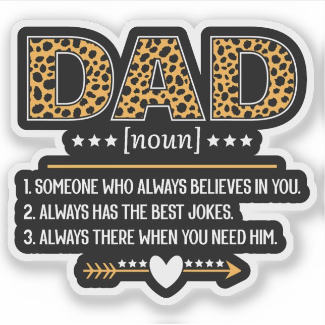 Dad Definition Leopard Print Father's Day Gift Sticker (Front)
