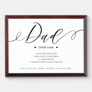 Dad Definition Minimal Elegant Script Personalized Award Plaque