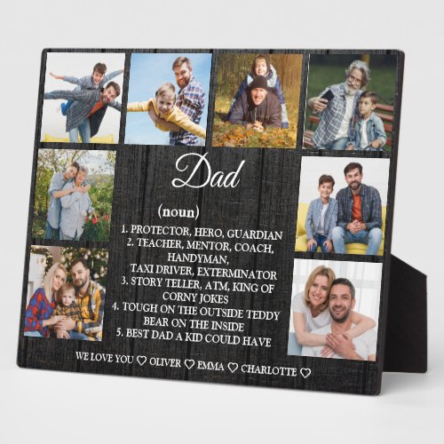 Dad Definition with Custom 8 Photo  Names Plaque