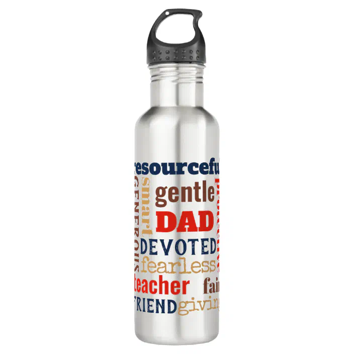 Dad Defnition Word Art Typography Collage Stainless Steel Water Bottle |  Zazzle.com