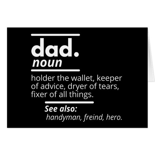Dad Dictionary Definition - Funny Fathers Day Gift Cards (Front Horizontal)