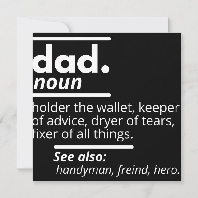 Dad Dictionary Definition - Funny Fathers Day Gift Save The Date (Front)