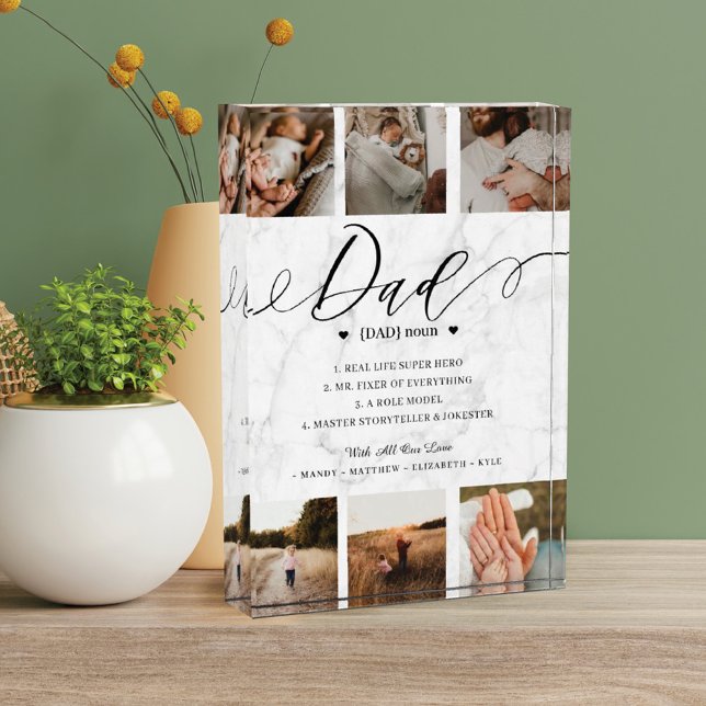 Dad Dictionary Definition Photo Collage Marble Block (Creator Uploaded)