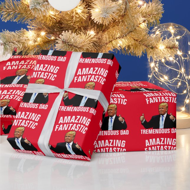 DAD DONALD TRUMP CHRISTMAS WRAPPING PAPER (Holidays)
