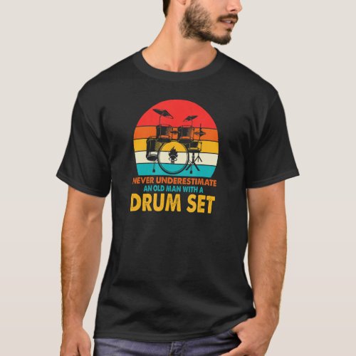 Dad Drum Set Player Cool Drummer Drum Kit Musician T_Shirt