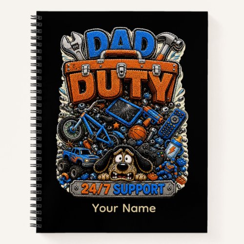 Dad Duty Personalized Funny Dad T-Shirt Notebook
