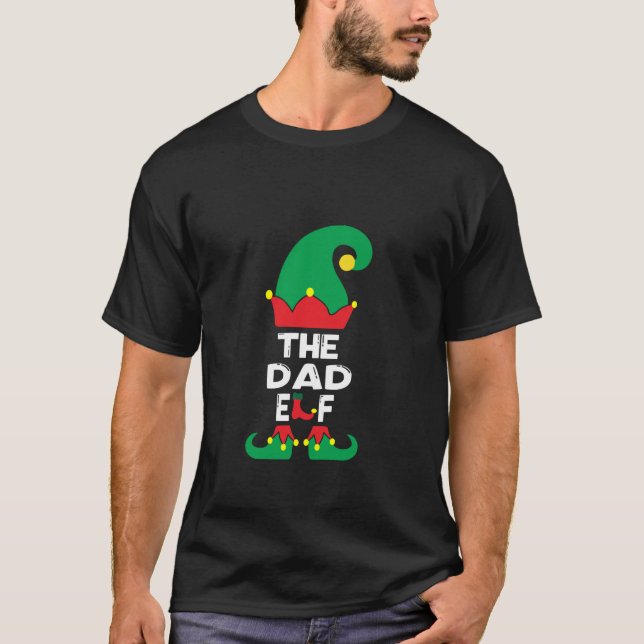 Dad Elf Matching Family Group Christmas Party Pyja T-Shirt (Front)