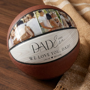 Dad Era Family Photo Collage Fathers Day Woodgrain Basketball