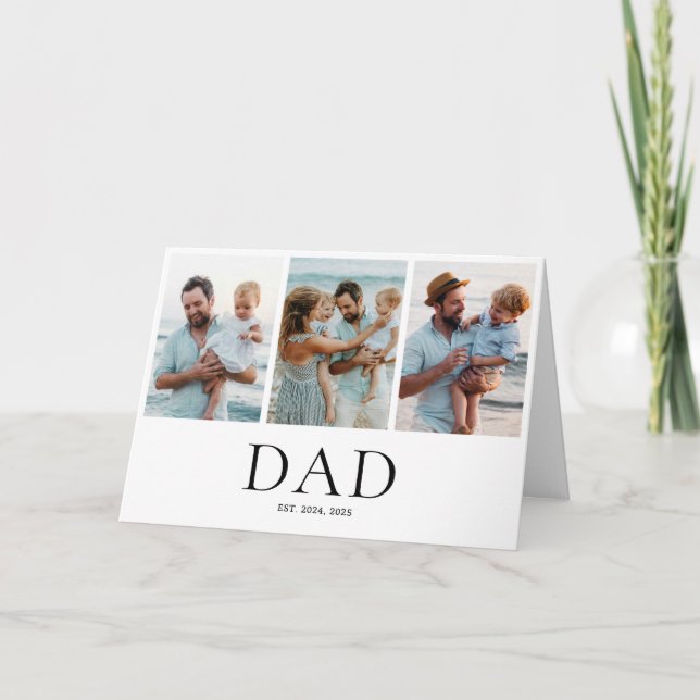 Dad Esablished 3 Photo Collage Keepsake Gift Card (Front)