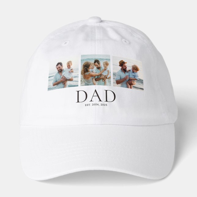 Dad Esablished 3 Photo Collage Keepsake Gift Hat (Front)
